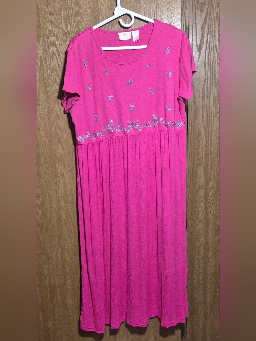 Vintage Chance Encounters Fuschia Embroidered Maxi Cottagecore Dress Large